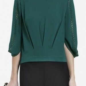 BCBGMaxAzria Teal Blouse with Embellished Sleeves